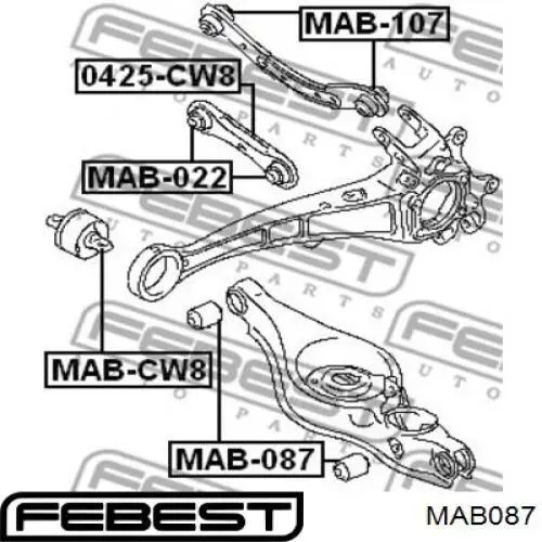 Внутренний сайлентблок заднего поперечного рычага Febest MAB087 цена, от 7.50 USD