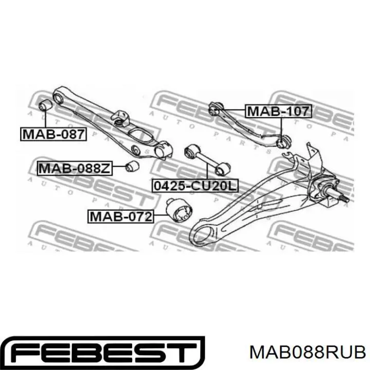 Купить MAB088RUB Febest Сайлентблок заднего поперечного рычага наружный
