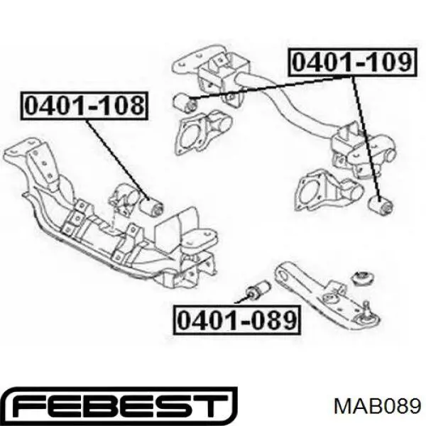 Сайлентблок переднего нижнего рычага Febest MAB089