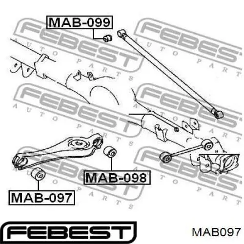 Купить MAB097 Febest Сайлентблок заднего продольного рычага передний