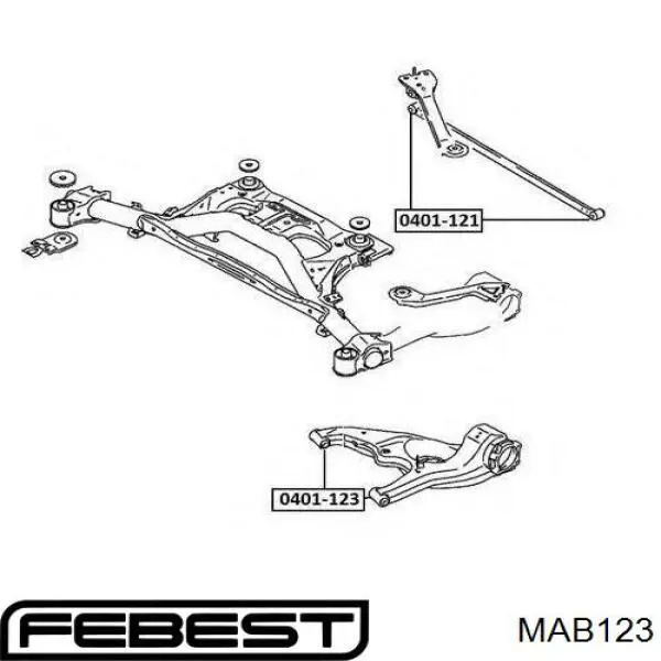 Полиуретановый сайлентблок заднего нижнего рычага Febest MAB123 цена, от 10.89 USD