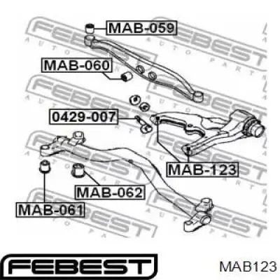 Купить MAB123 Febest Сайлентблок заднего нижнего рычага