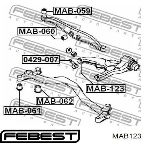 Купить MAB123 Febest Сайлентблок заднего нижнего рычага