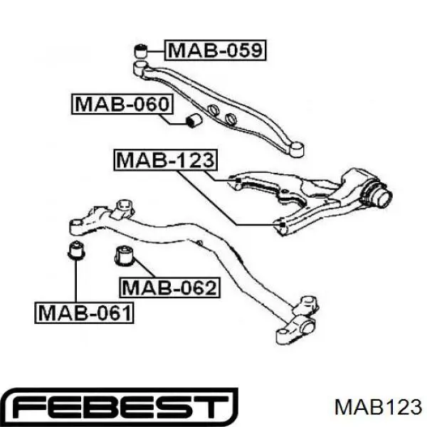 Сайлентблок заднего нижнего рычага MAB123 Febest