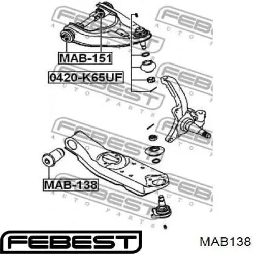 Купить MAB138 Febest Сайлентблок нижний передней подвески