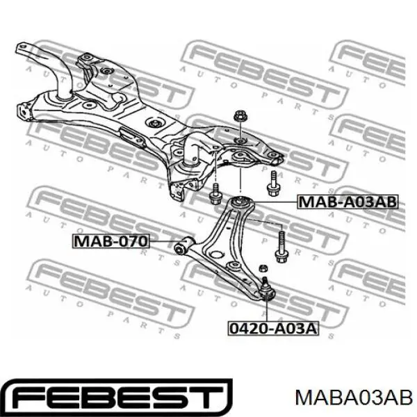 Купить MABA03AB Febest Сайлентблок нижний передней подвески