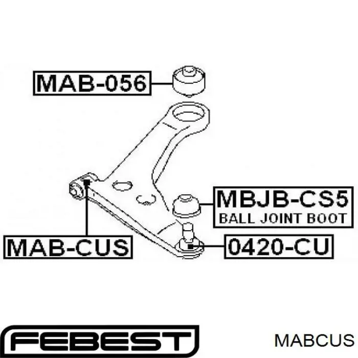Сайлентблок переднего нижнего рычага Febest MABCUS