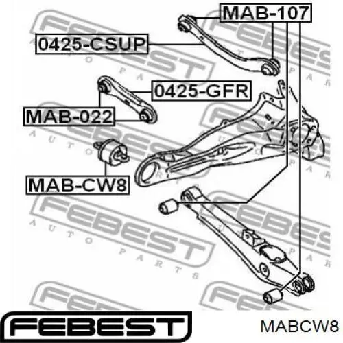 Сайлентблок заднего продольного рычага, передний Febest MABCW8 цена, от 19.78 USD