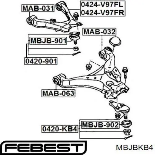 Пыльник опоры шаровой нижней MBJBKB4 Febest
