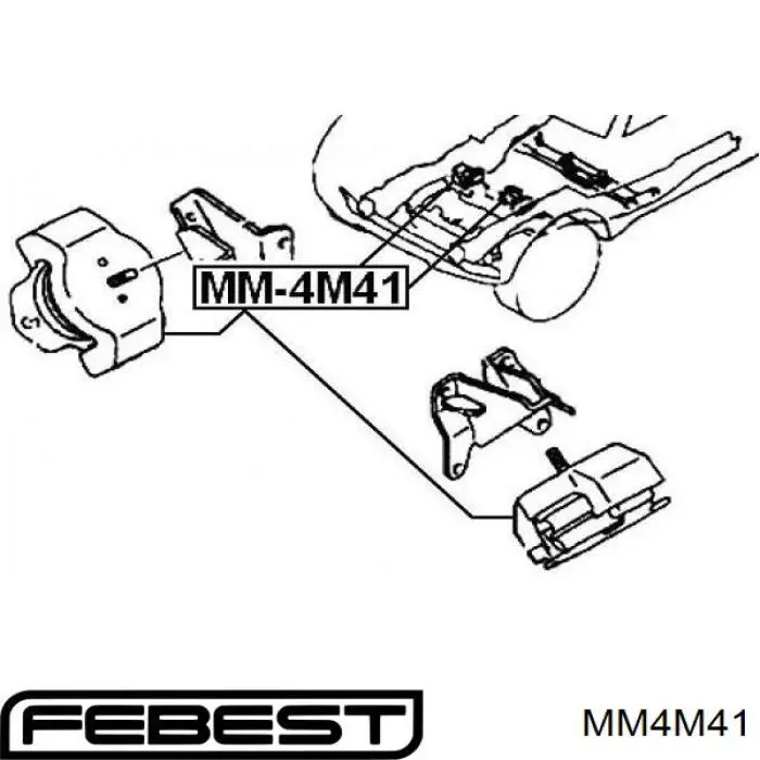 Подушка (опора) двигателя левая/правая Febest MM4M41