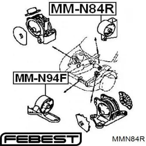 Soporte de motor trasero MMN84R Febest
