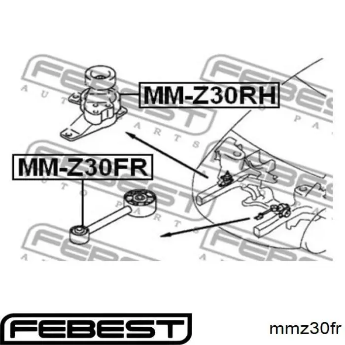 Подушка (опора) двигателя левая нижняя Febest MMZ30FR