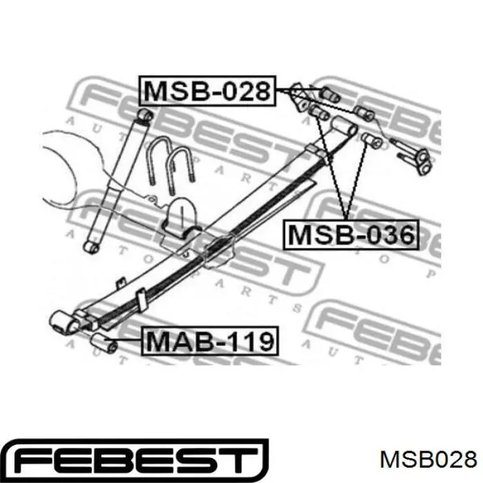 MSB028 Febest Сайлентблок серьги рессоры