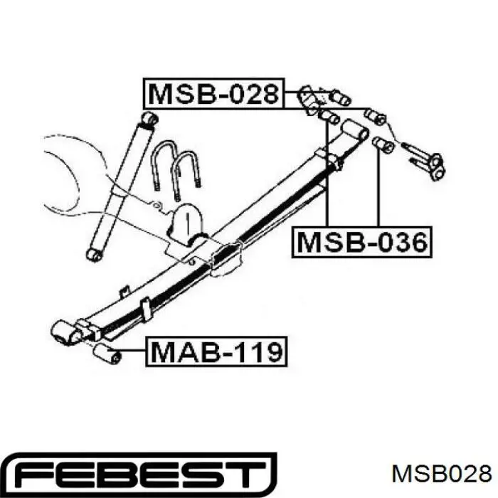 Купить MSB028 Febest Сайлентблок серьги рессоры