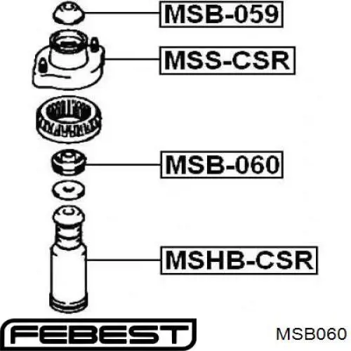 Silentblock en barra de amortiguador trasera MSB060 Febest