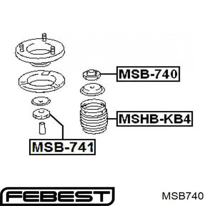 Silentblock en barra de amortiguador delantera MSB740 Febest