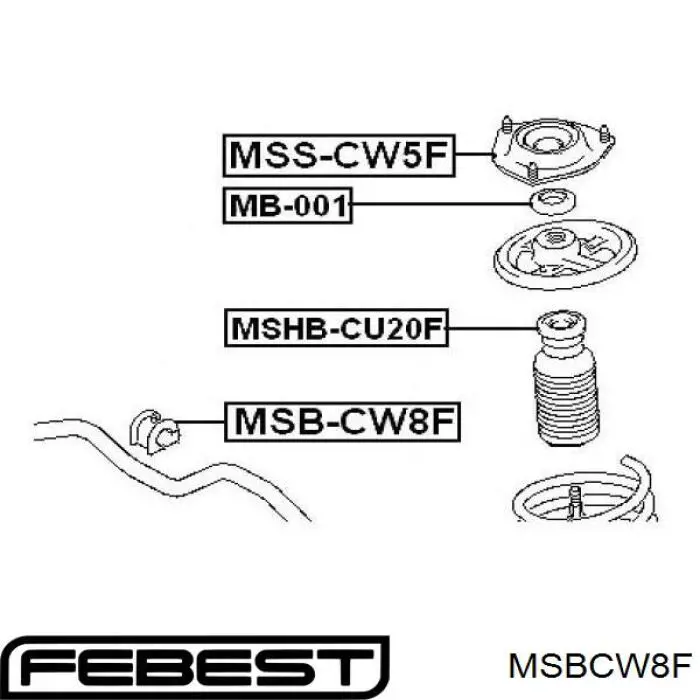 MSBCW8F Febest Разрезная втулка стабилизатора