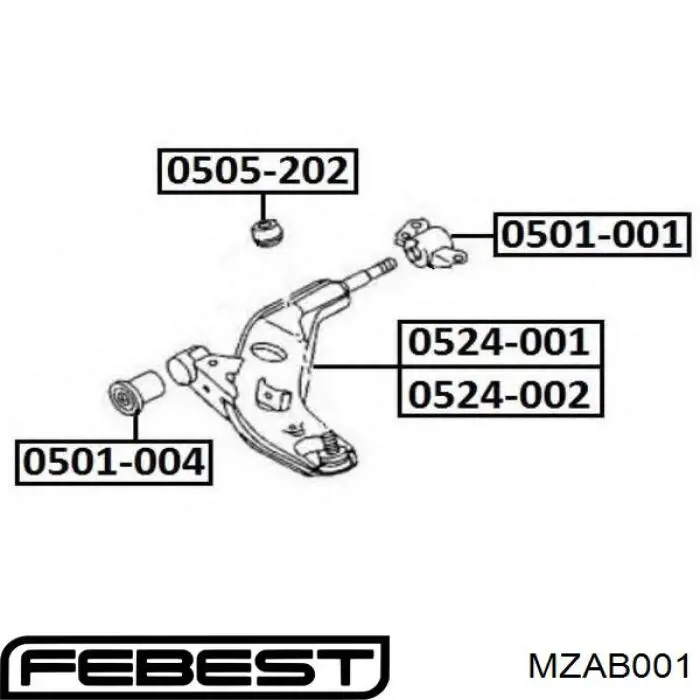 Купить MZAB001 Febest Сайлентблок нижний передней подвески