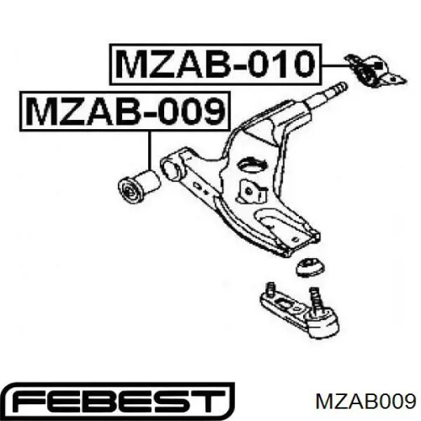 MZAB009 Febest сайлентблок переднего нижнего рычага