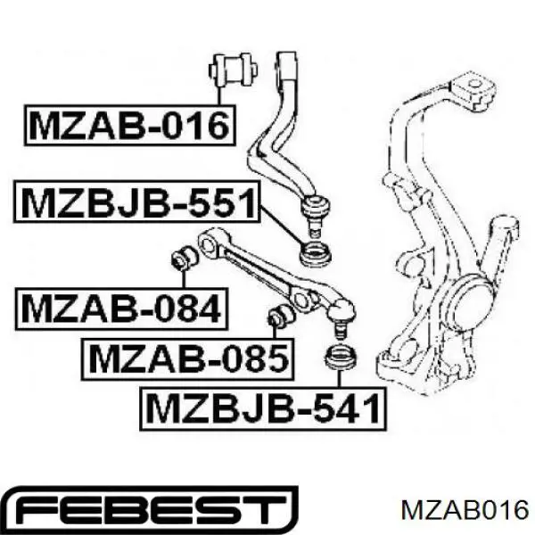 Купить MZAB016 Febest Сайлентблок нижний передней подвески