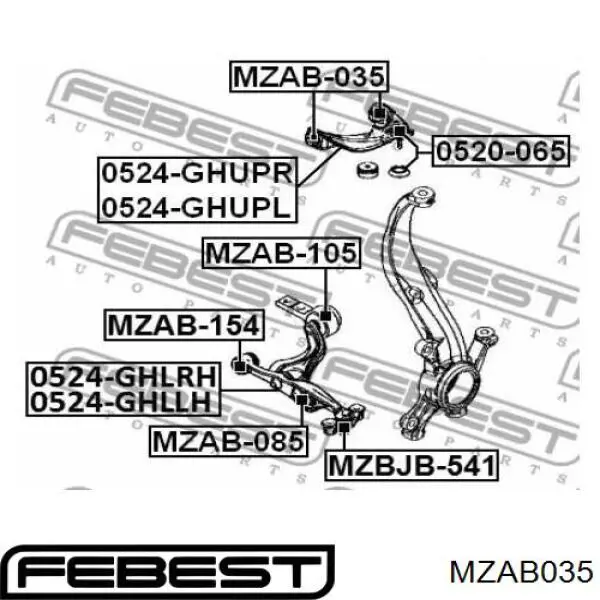 Silentblock de brazo de suspensión delantero superior MZAB035 Febest