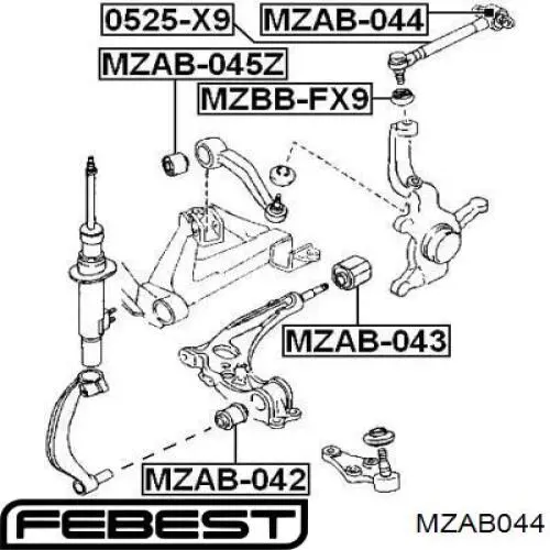 Silentblock de brazo de suspensión delantero superior MZAB044 Febest