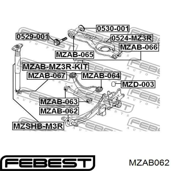 Сайлентблок заднего продольного рычага передний MZAB062 Febest