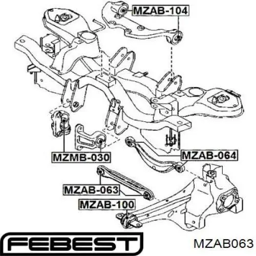 Сайлентблок поперечного заднего рычага Febest MZAB063