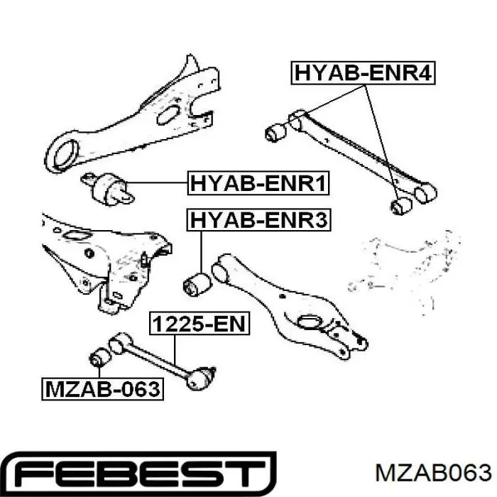 MZAB063 Febest Сайлентблок заднего поперечного рычага