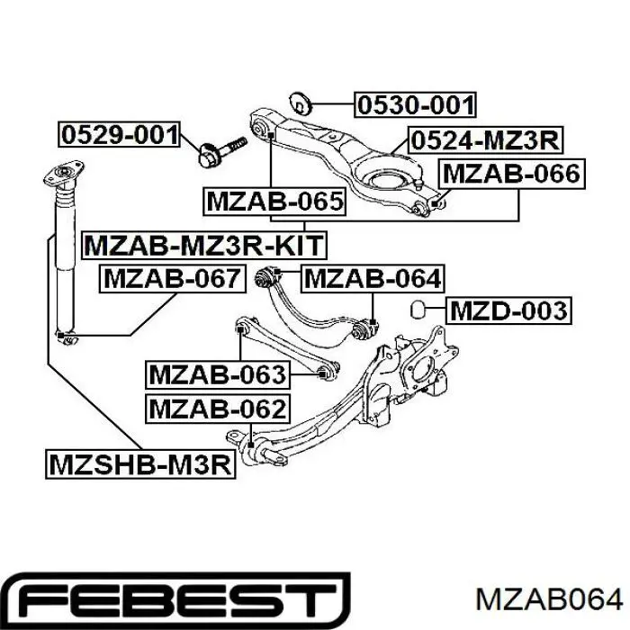 Купить MZAB064 Febest Сайлентблок верхнего рычага