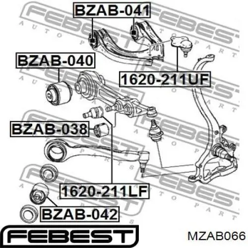 Сайлентблок заднего нижнего рычага MZAB066 Febest