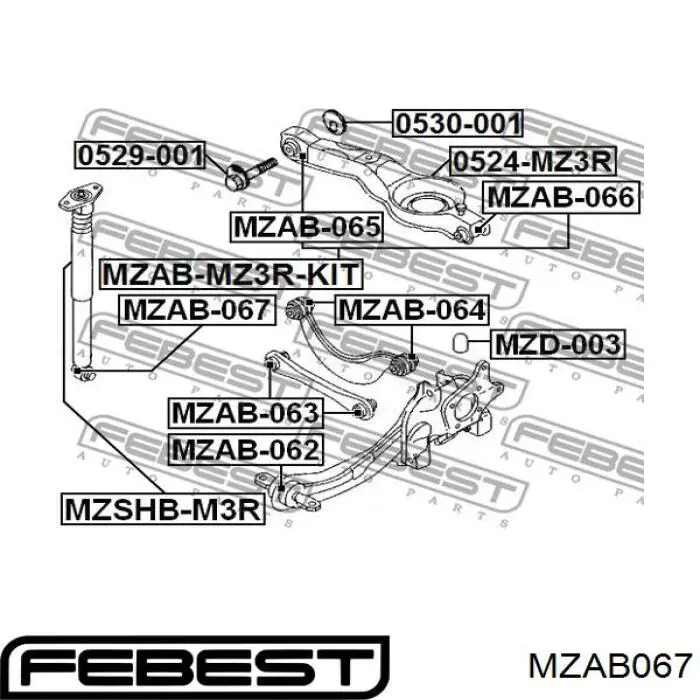 Купить MZAB067 Febest Втулка заднего амортизатора