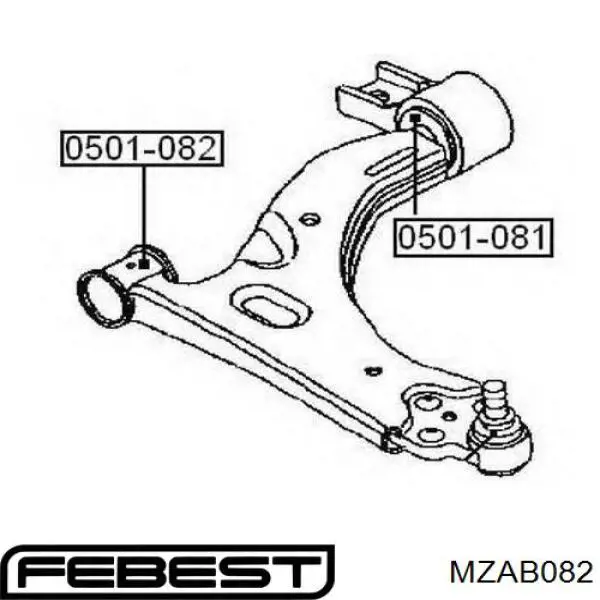 Купить MZAB082 Febest Сайлентблок нижний передней подвески
