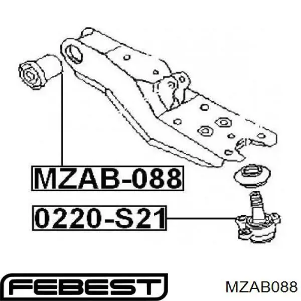 MZAB088 Febest Сайлентблок нижнего переднего рычага