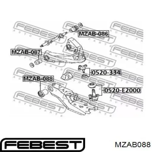 Сайлентблок передней подвески Febest MZAB088 цена, от 6.57 USD