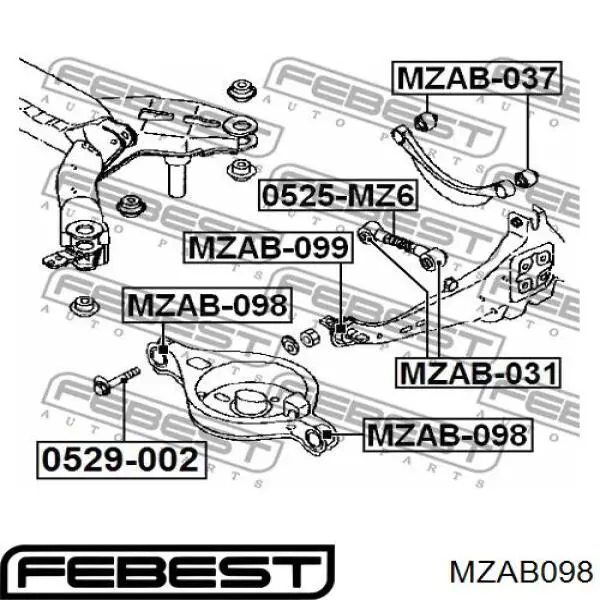 Купить MZAB098 Febest Сайлентблок заднего нижнего рычага