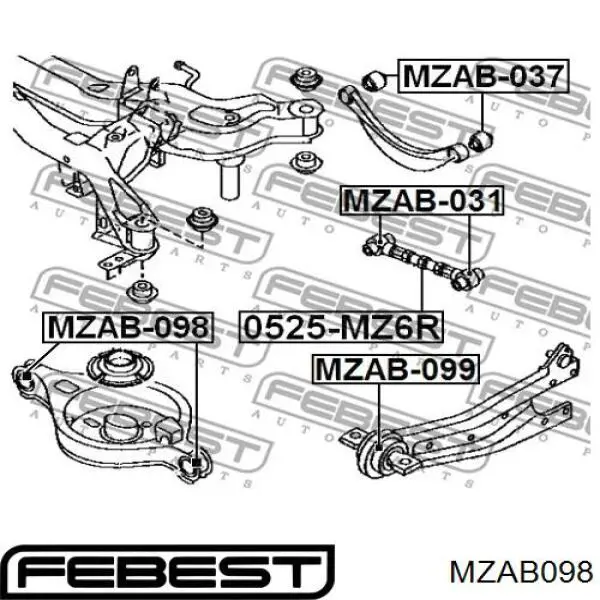 Сайлентблок заднего нижнего рычага MZAB098 Febest