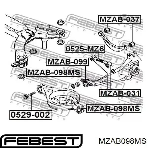 MZAB098MS Febest bloco silencioso do braço oscilante inferior traseiro