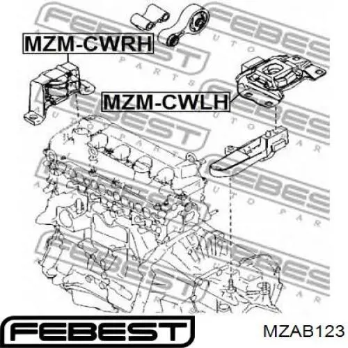 Купить MZAB123 Febest Сайлентблок кронштейна задней подушки двигателя