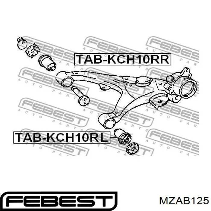 Сайлентблок заднего верхнего рычага MZAB125 Febest