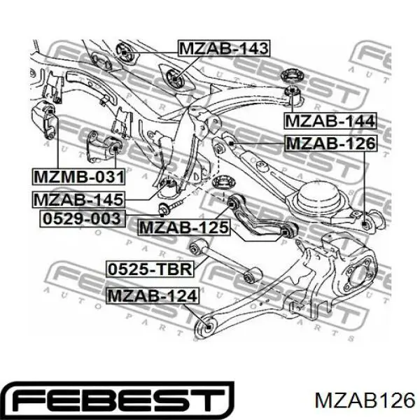 Сайлентблок заднего нижнего рычага Febest MZAB126