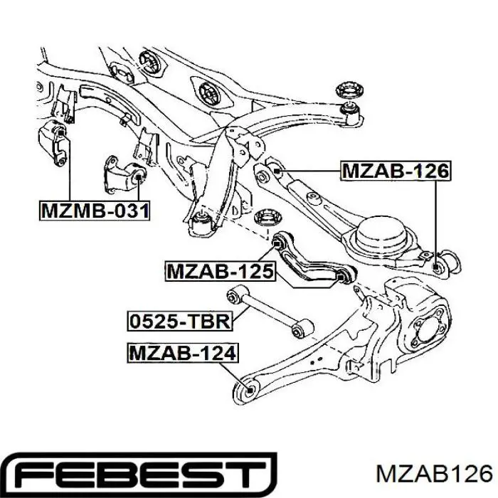Купить MZAB126 Febest Сайлентблок заднего нижнего рычага
