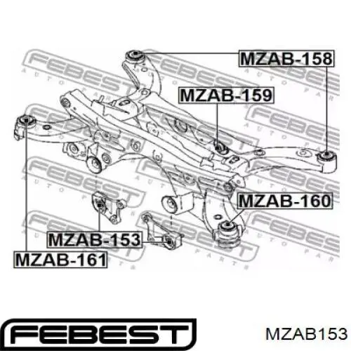 MZAB-153 Febest сайлентблок траверсы крепления заднего редуктора передний