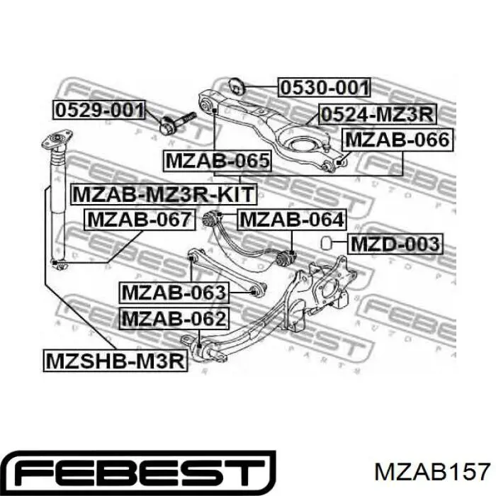 Сайлентблок переднего нижнего рычага Febest MZAB157