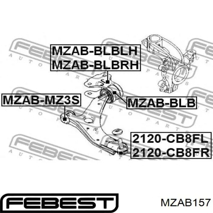 MZAB157 Febest Сайлентблок нижнего переднего рычага