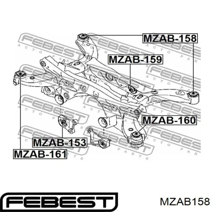 Купить MZAB158 Febest Сайлентблок задней балки