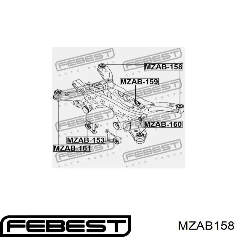 Сайлентблок задней балки MZAB158 Febest