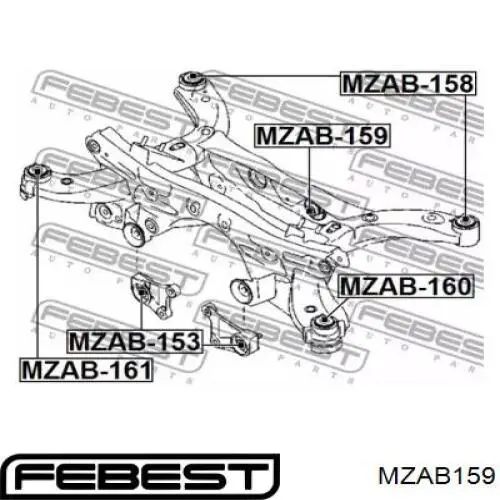 Сайлентблок траверсы крепления заднего редуктора задний MZAB159 Febest