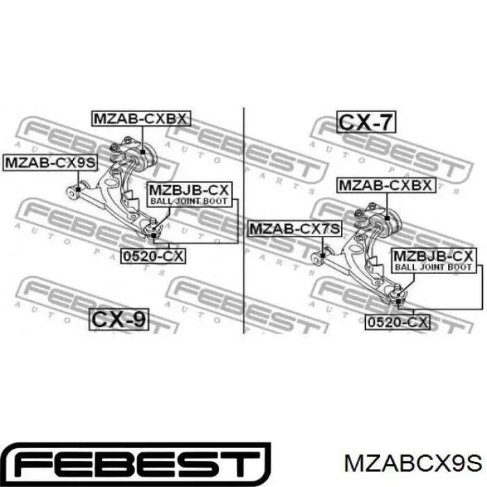 Сайлентблок переднего рычага MZABCX9S Febest