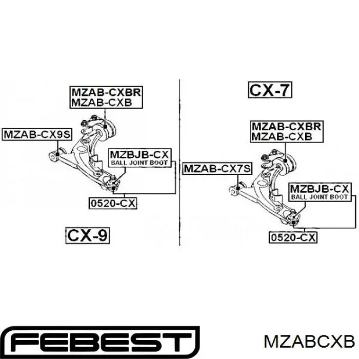 Купить MZABCXB Febest Сайлентблок нижний передней подвески